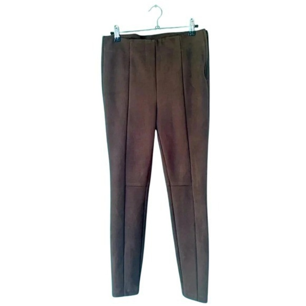 LOFT Women's Brown Faux Suede Pull On Pants Size‎ 6 Zipper Leggings